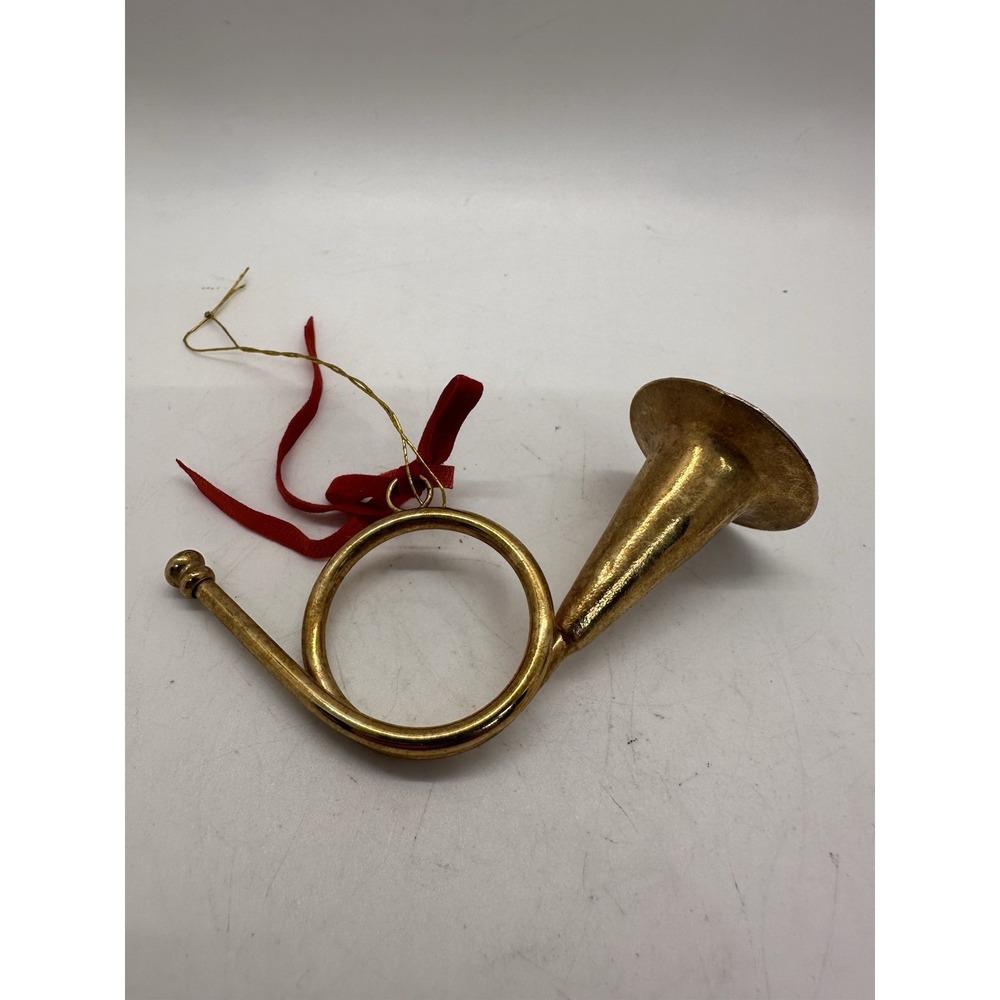 Vintage Brass French Horn Ornament Mini Musical Instrument Holiday - Picture 3 of 6